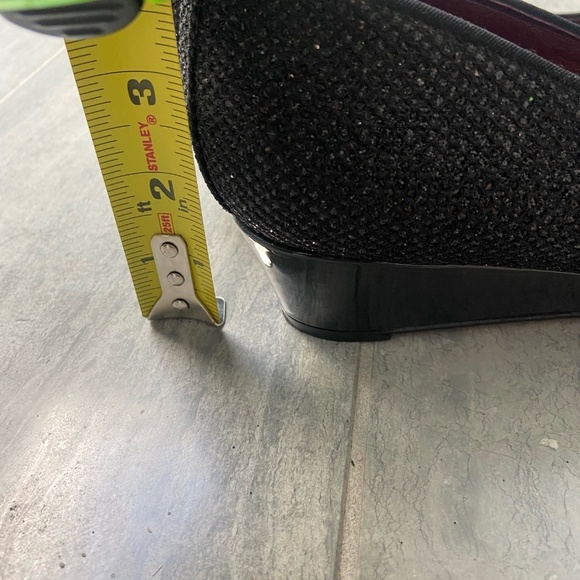 FS/NY French Sole New York Point Toe Wedge Pumps Heels Black Sparkle Size 9 - Picture 7 of 8